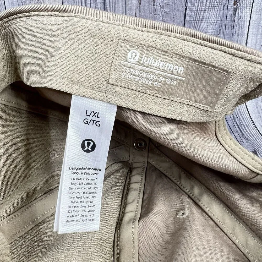 Lululemon Classic Unisex Ball Cap Size L/XL Tan Training Hat Wordmark Adjustable